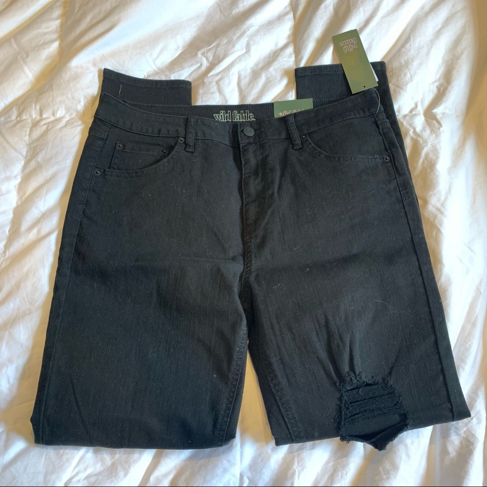 Wild fable high rise skinny distressed jeans size 12 black new